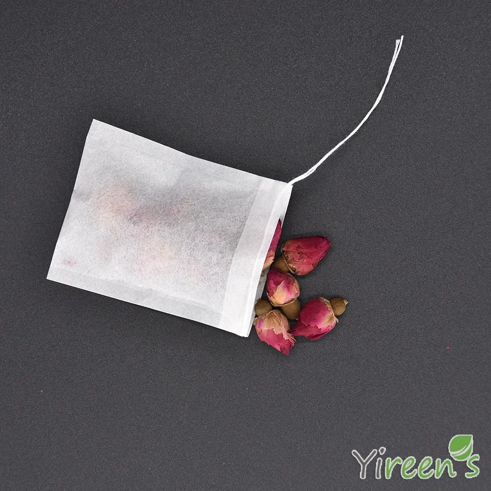 60 X 80mm Disposable Wood Pulp Paper Tea Bags Threads Coffee Maker Filters with Strings Mug Strainers (100pcs /bag)
