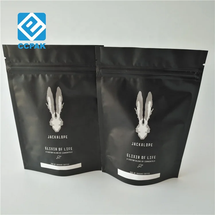 8oz 12oz Doy pack aluminum foil Zip lock coffee beans packaging bag with degassing valve