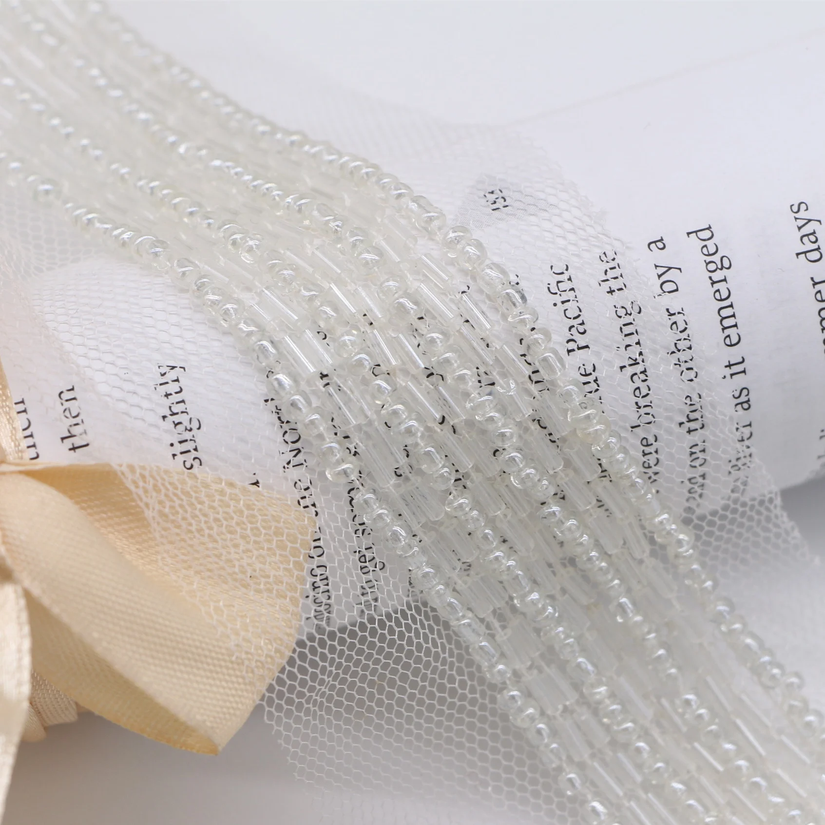 Wholesale And Retail Modern Mesh Hand Nail Beaded Edge Accessories Lace Metal Beads And Tube Lace Trim