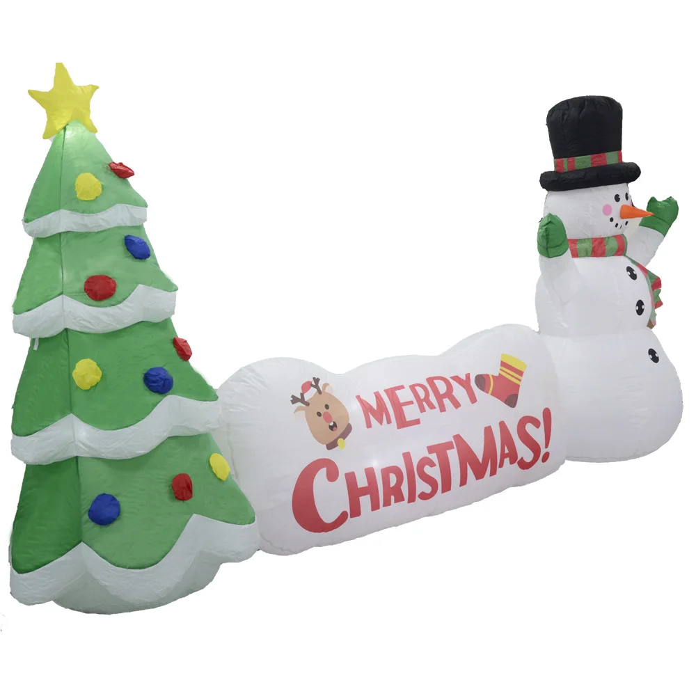 Outdoor Inflatable Christmas holiday Decorations 9FT/L (2.7M) Christmas Tree Snowman Hello Sign Christmas  with giftbox
