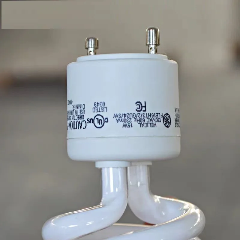 HoneyFly  Energy-Saving Lamp GU24 15W 120V 2700K Warm White Half Spiral Glass PC