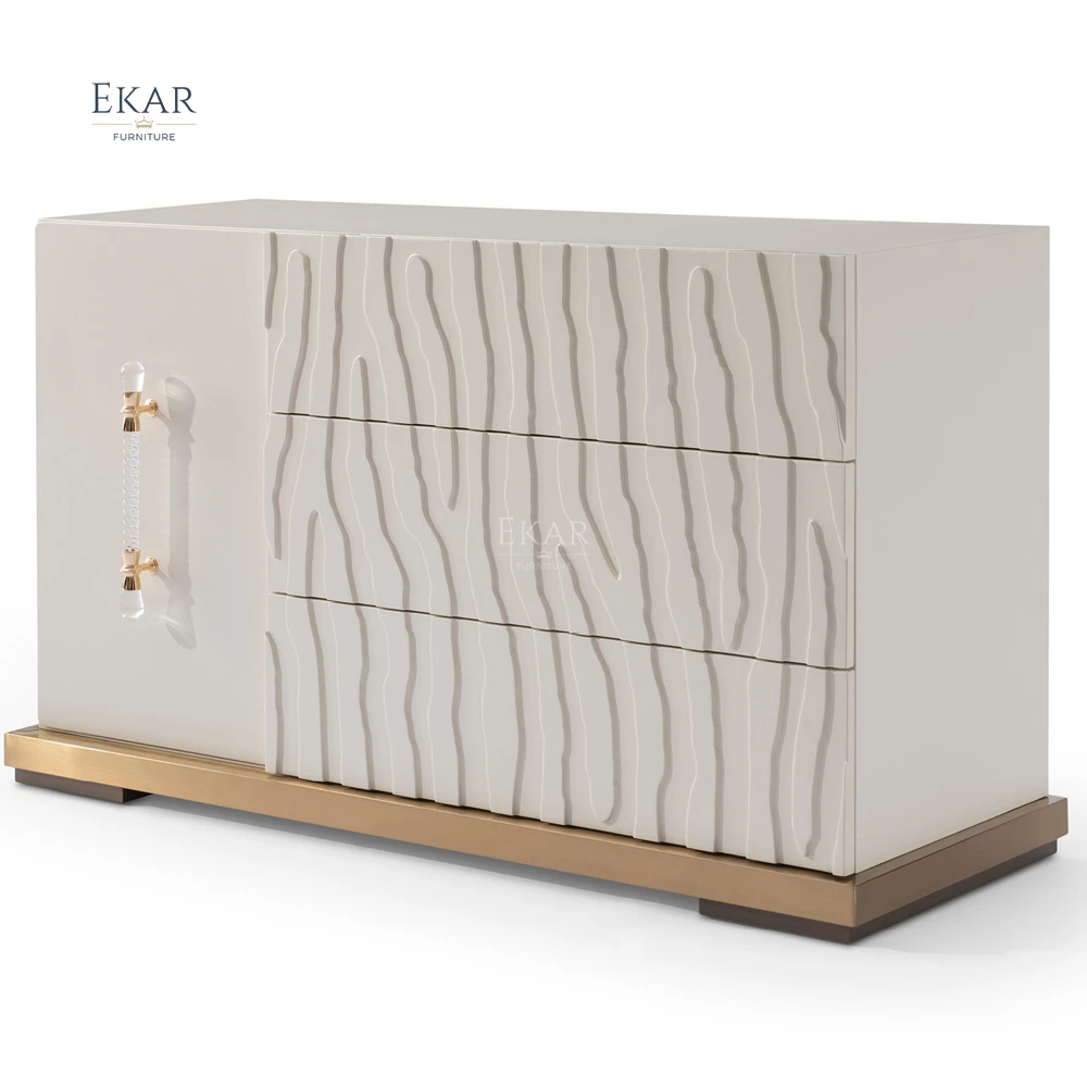 Modern Luxury Textured Surface Drawer Cabinet for Bedroom Living Room Hotel Solid Wood Plywood Available French Victorian Styles