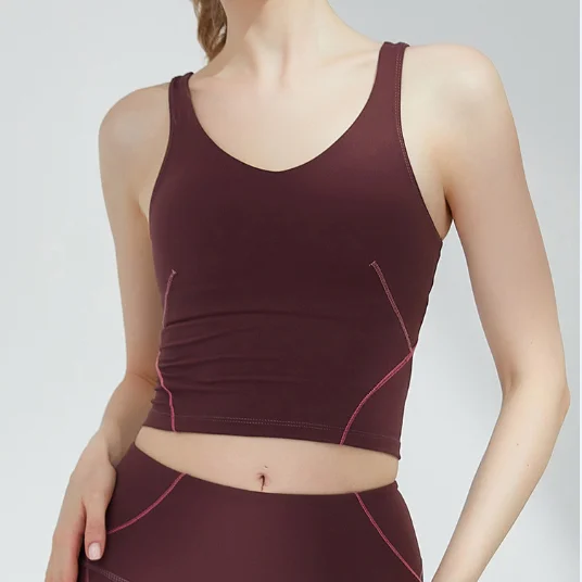 Wholesale Customer Logo Yoga Exercise Clothes Athletic Slim Camisole Stretchy U Neck Tank Top