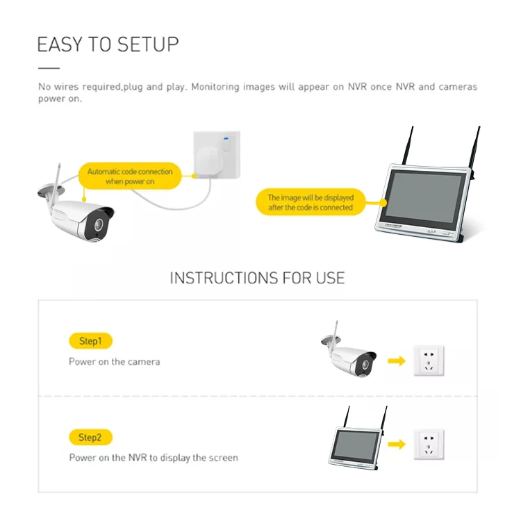 H.265 Home Waterproof Video Surveillance Camera System 4ch 2mp Two Way Audio Poe Camera Kit