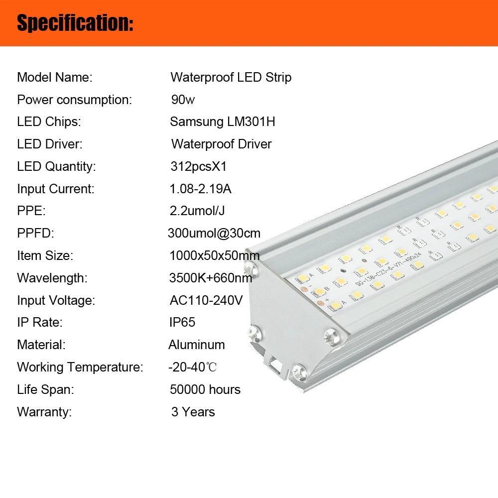 Full Spectrum LED Plant Grow Lights Greenhouse 100w LM301h LED Strip for Indoor Farm