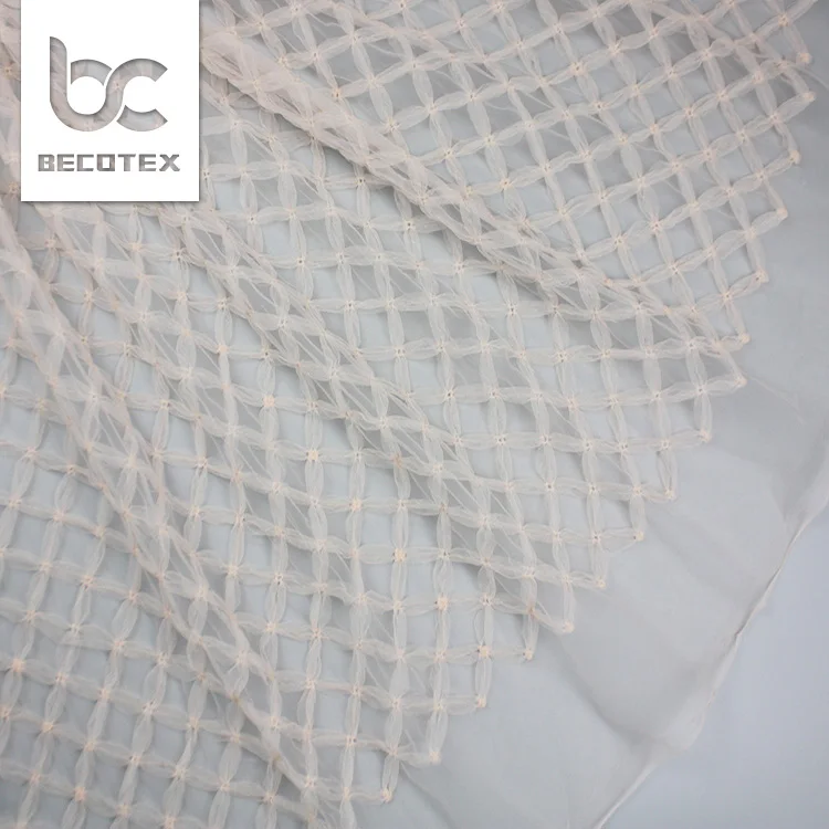 Fashion pink mesh tule 3d tape embroidery lace fabric for baby skirt