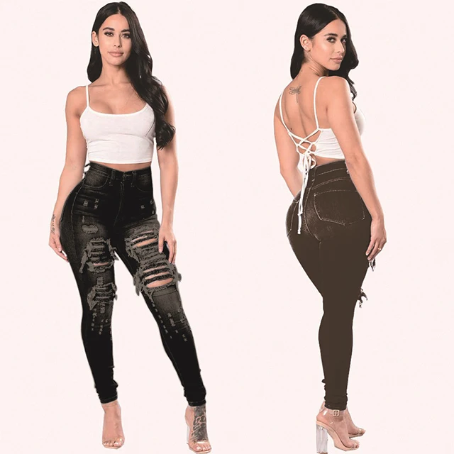  fashionThe new Bare legs skinny jeans blue High waist elasticity custom Slim