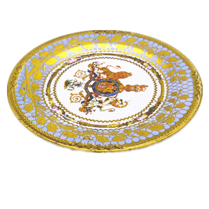 Factory direct china wholesale custom food safety metal round plate tin tea rolling cigarette service tin tray