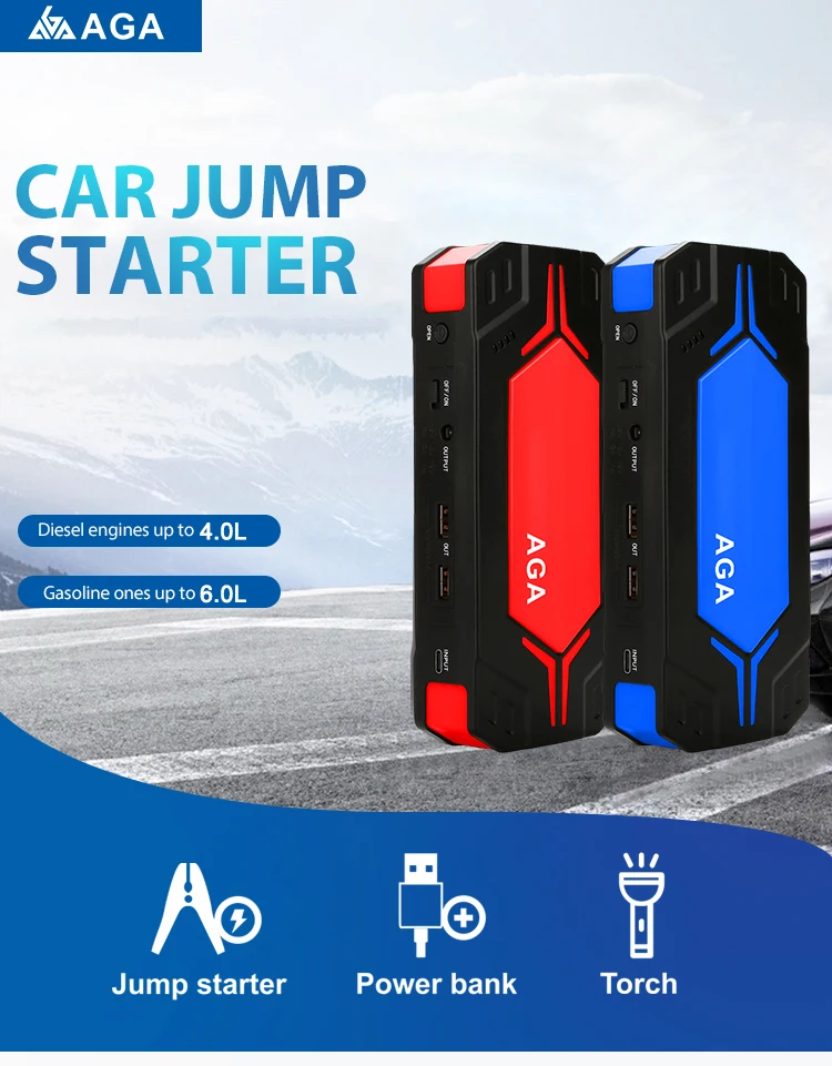 Aga Free Shipping 12v 900a 18000mah Power Bank Jumper Car Battery Jump Starter Diesel Truck Jump Starter