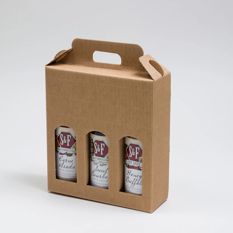 Private Label Wine Gift Mailing Boxes Biodegradable E Flute Corrugated Box With Handle