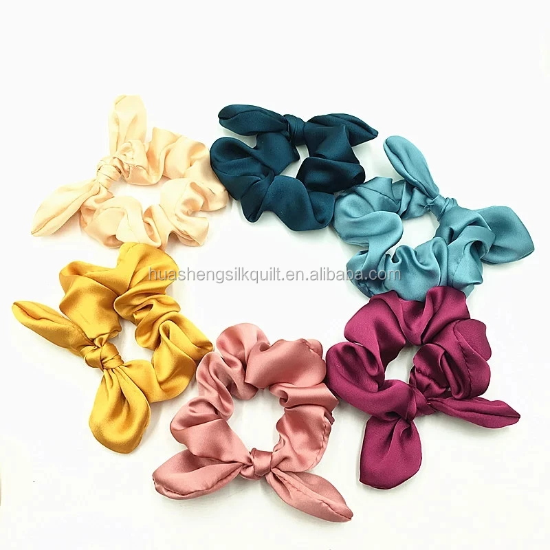 100% Pure Natural Real Hair Ties Women Silk Scrunchies for Ponytail Holder