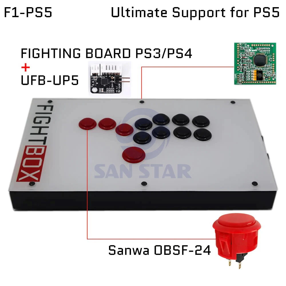 F1-PS5 все кнопки Sanwa OBSF-24 30 Hitbox Fight Stick игровой контроллер аркадный FightBox джойстик для