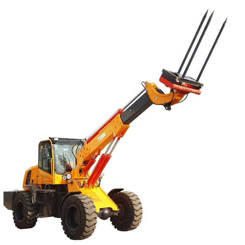 China 3 ton Heavy Telehandler 4WD Telescopic Loader mini 4 Wheel Steering Telescopic Forklift