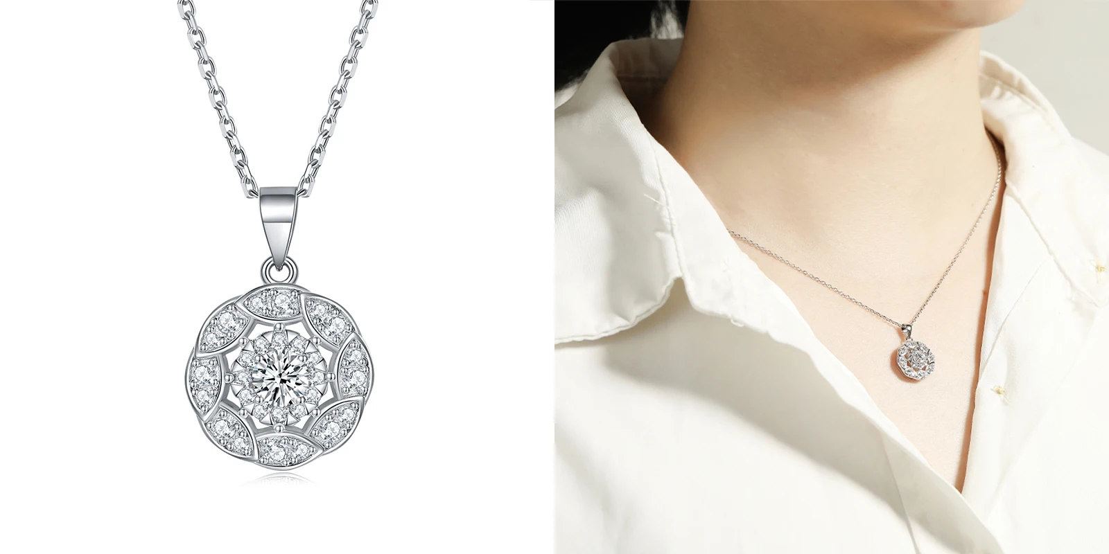 Women Jewellery  Custom Rose 18K Gold Personalize Sterling Silver 925 Cubic Zirconia eternity Necklace Pendant Jewelry