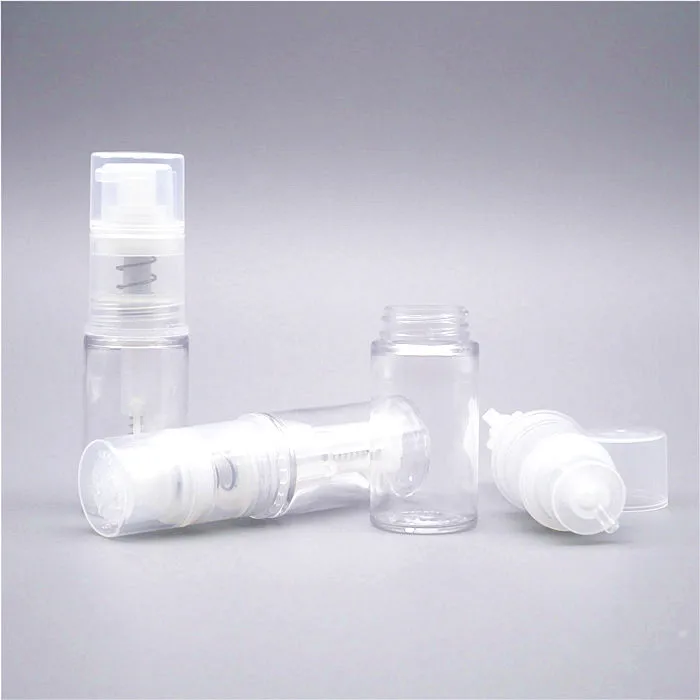 Round plastic dry powder spray bottle with glitter spray dispenser