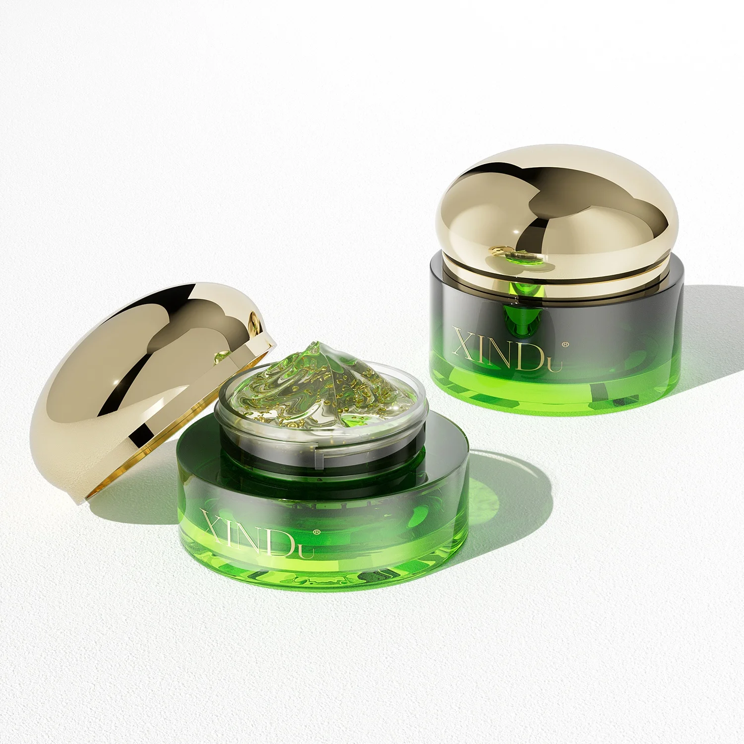 Luxury skincare body cream container packaging round 20ml 30ml 50ml UV paint shiny gold glass cosmetic jar with metal lid