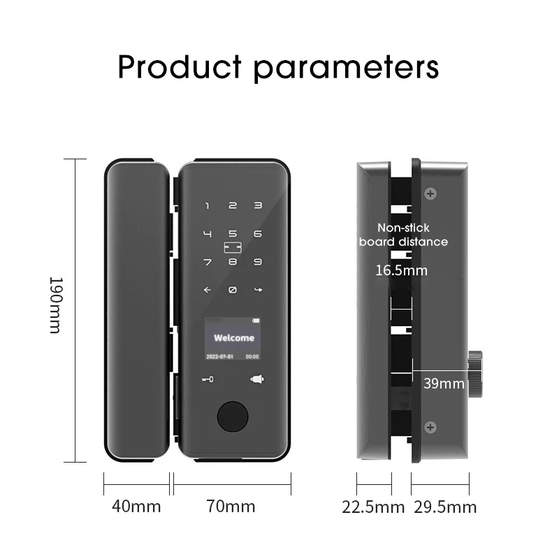 Smart Lock Glass Door Fingerprint Keyless Entry Sliding Glass Door Lock With Card