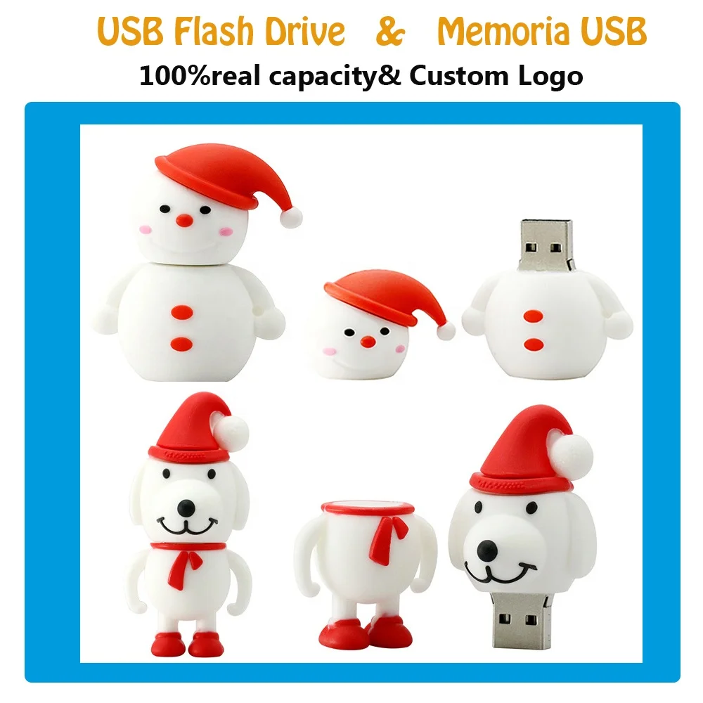 Bulk Custom USB Flash Drive  USB Pendrive From China Factory All Capacity Christmas Stocking PVC Flash Memory 8GB 16GB 32GB  64G