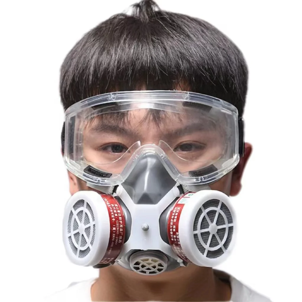 Reusable Silicone face forging mask Gas Mask With Double Cartridge Filter Half Face respiration filter