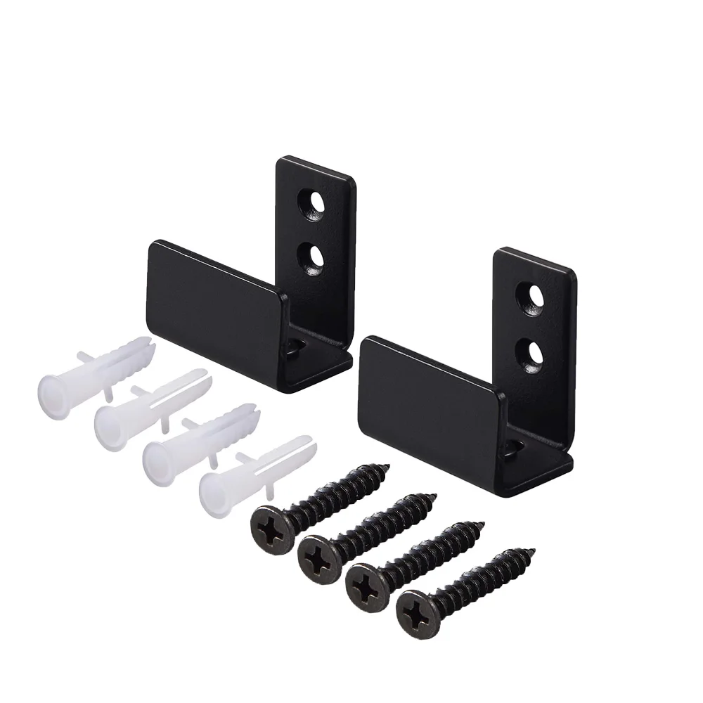 Black Steel U-Shaped Sliding Barn Door Adjustable and Flexible Bottom Floor Guide for Kitchen Decor Interior Design