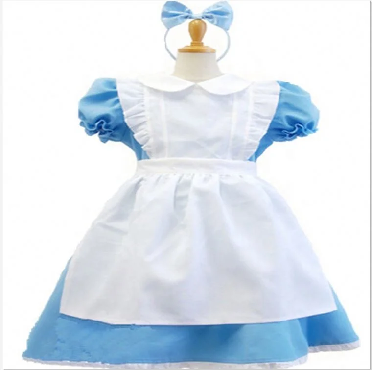 Lito angels alice fancy dress up costume set with white apron and headband for little kids girls age 2 to 14 years