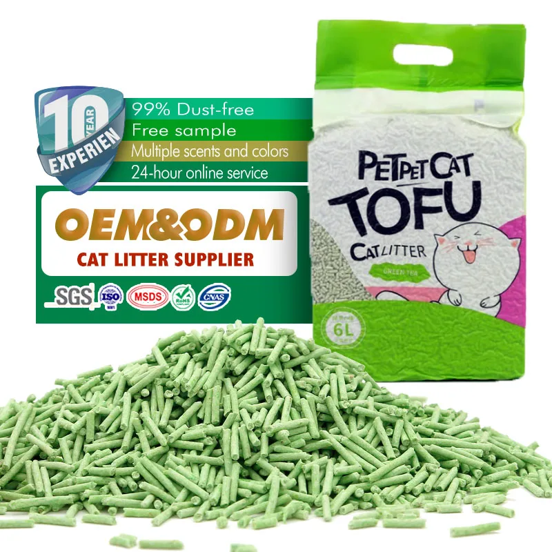 2.0/3.0 mm 5L all-natural bulk cat hydrophobic biodegradable odor free  deodorizer powder  easy scoop green pea  tofu cat litter