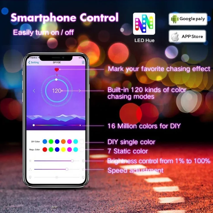 1024 Pixels Magic smart blue tooth led pixel DC5-12V SP110E phone APP controller for 2811 2812 1903 LED Pixel Strip Light