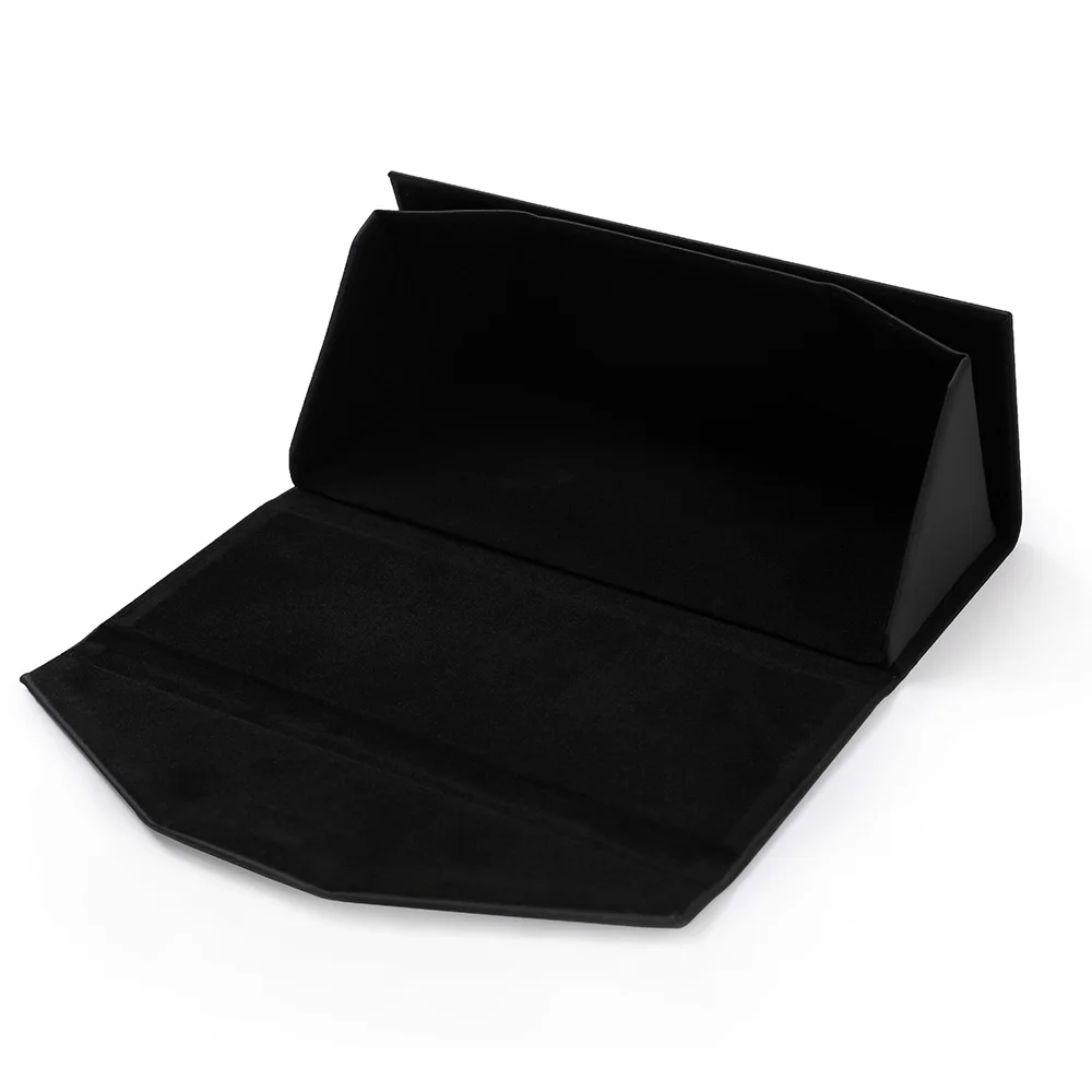 2022 Custom Logo Luxury Popular Black Foldable Glasses Box PU Leather Sunglasses Packing Stock Eyeglasses Case