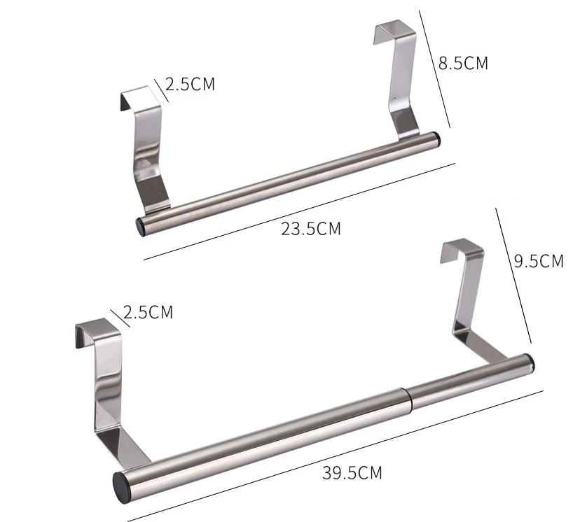 No Drill  Stainless Steel Retractable Towel Holder Towel Bar rack Dish Cloth Hanger Rack for Kitchen Bathroom