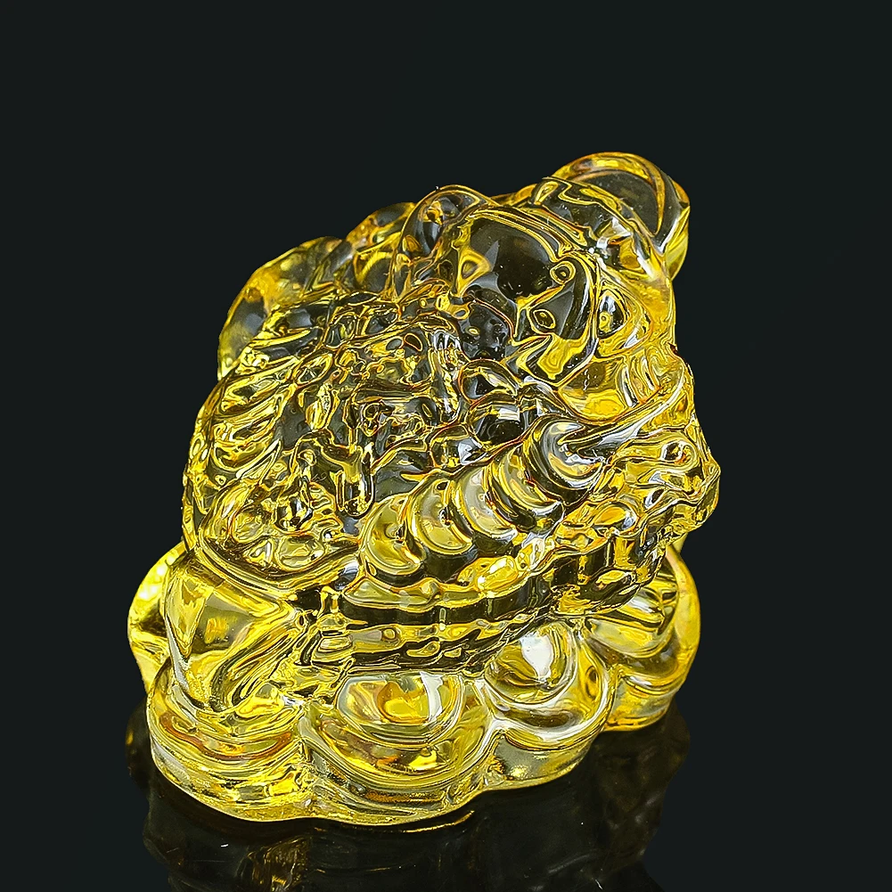 Money Toad Figurines Statue Feng Shui Crystal Glass Gold Toad Fortune Wealth Lucky Frog Miniatures Collectible Paperweight Decor
