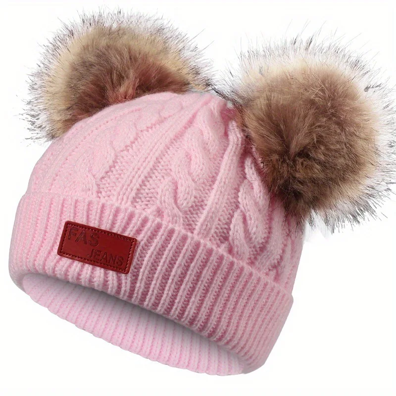 Cute kids Beanie Hat Dime Decorated Cold Hat Patch Knit Hat