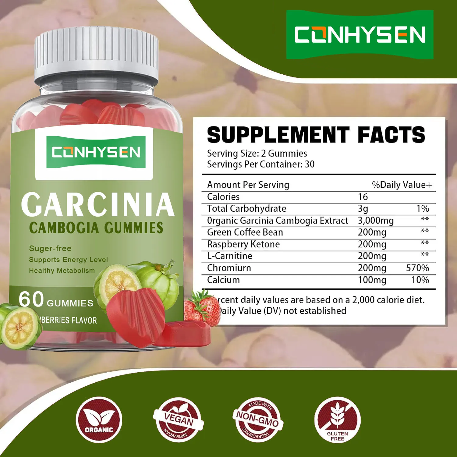 OEM ODM Organic Slimming Garcinia Cambogia Gummies Vegan Herbal Supplement for Weight Management Dosage Form Gummy Candy