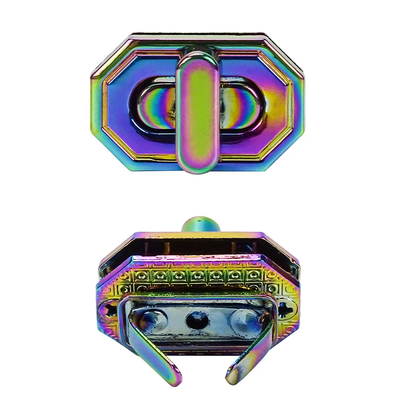 Turn Handbag Hardware Purse Fasteners Small Flip Jewelry Box Twist Lock For Bag Bright rainbow colors