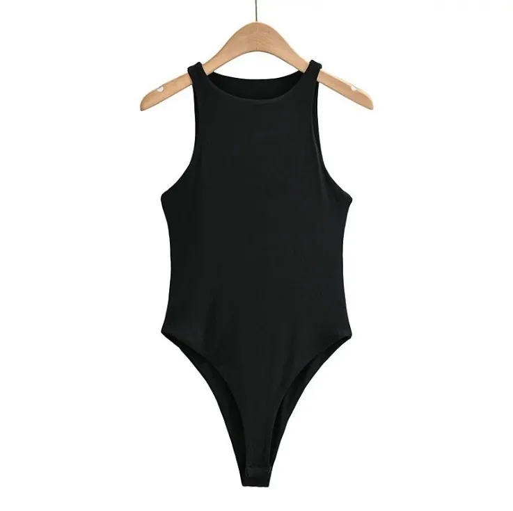 Women casual two layer molder cotton Sexy Slim beach Jumpsuit Romper girl Bodysuit solid clothes clothing Jumper body suit Top