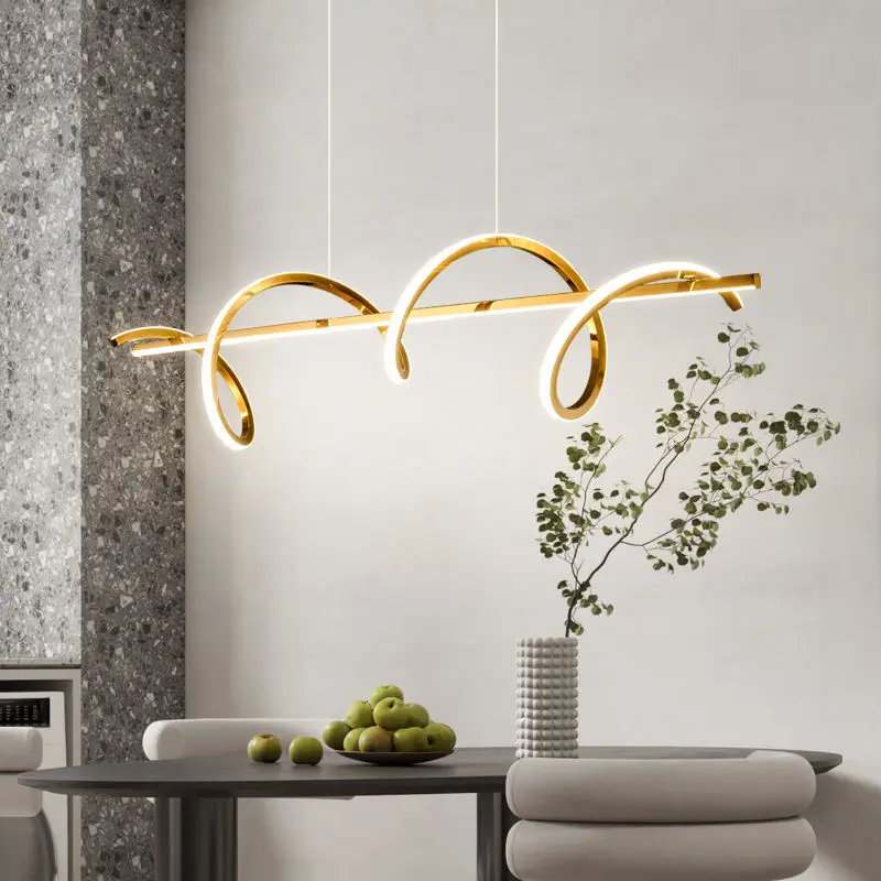 Pendant Lighting Fashion Lamps Chandelier Gold LED Linear Flexible Silica Gel Iron Home Decoration Modern 60 Suspension 2.5 OGS