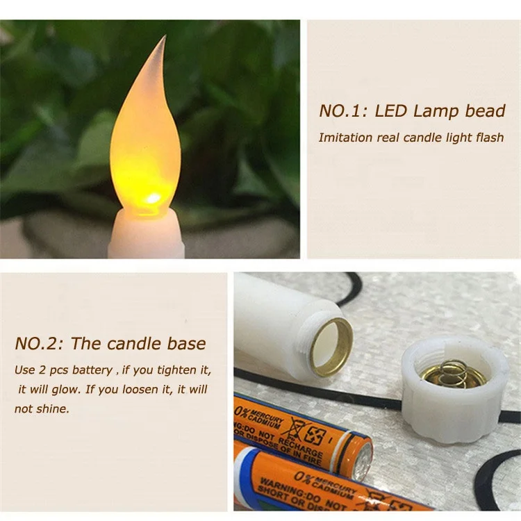 27 cm tall use battery Led taper long flameless candle similar to the real candle light flash for candelabra decoration wedding