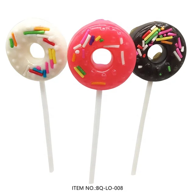 Colorful Delicious Lovely Sweet Mixed Fruit Flavor Doughnut Shape Hard Lollipop Candy