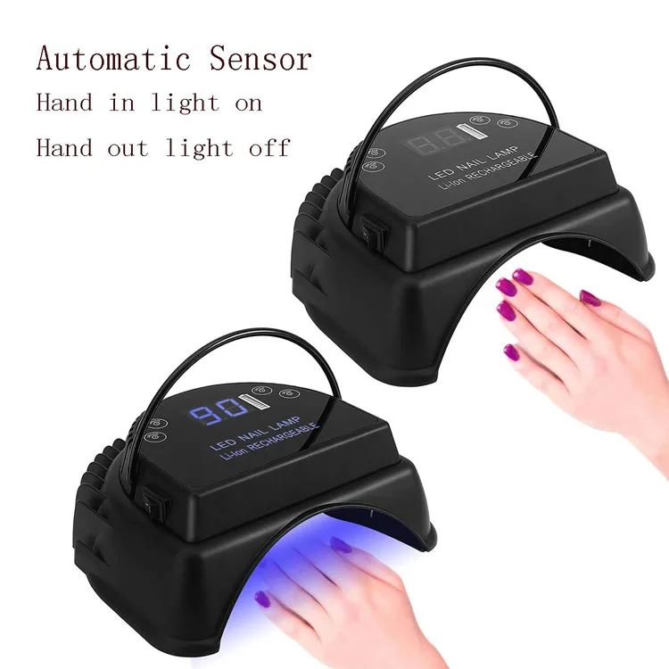 64W UV LED Nail Lamp Light Professional Nail Dryer Rechargeable Gel Nail Polish LED UV Light LCD Display-Infrared Hand Sensor