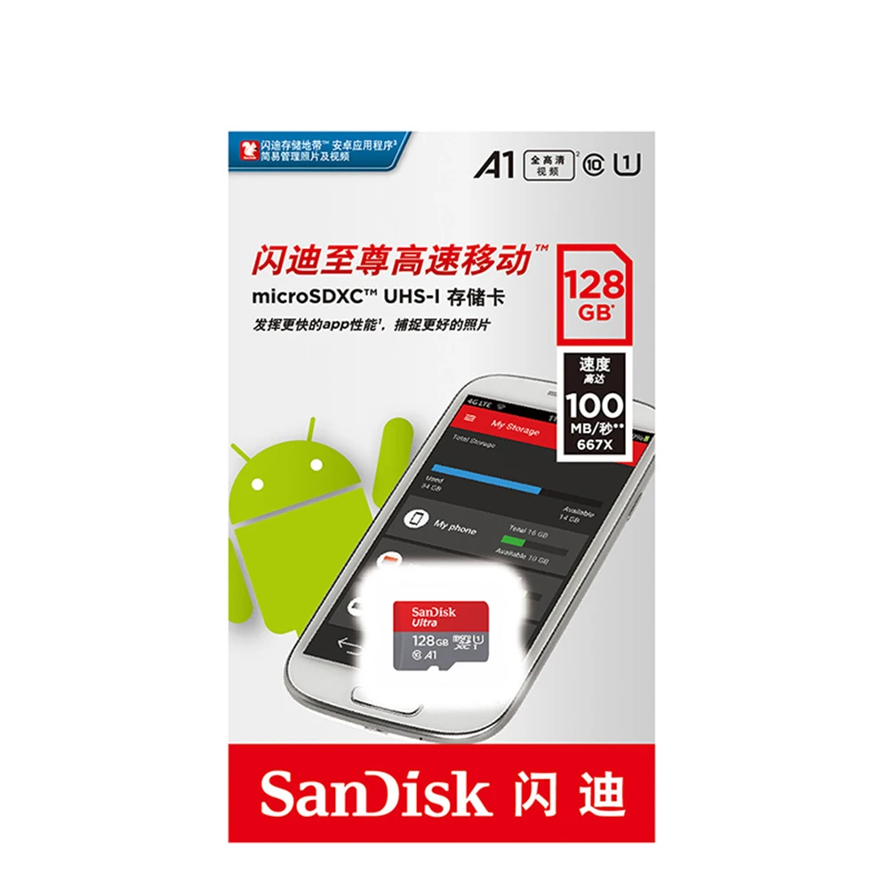  100% оригинальная карта памяти Sandisk MicroSD 128 ГБ 32 256 Гб 16 400 Micro TF SD Ultra Class 10 A1 64 для