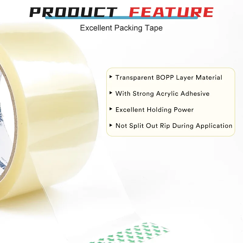 BOPP Packing Tape Clear Color Packaging BOPP Transparent Shipping Adhesive Tape Custom