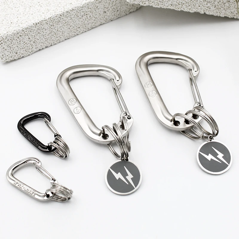 Factory Wholesale Custom Metal Keychain Company Logo Letter Customizable Carabiner Cartoon Stainless Steel Metal Key Chains