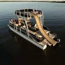 30ft Luxury Double Decker Pontoon Boat Fishing With Electric Luxury Motors& Slide For Sale