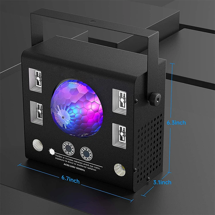 Aluminum Alloy Kaleidoscope 4 in 1 Laser Crystal Magical Ball Light UV Strobe DJ Disco Projector