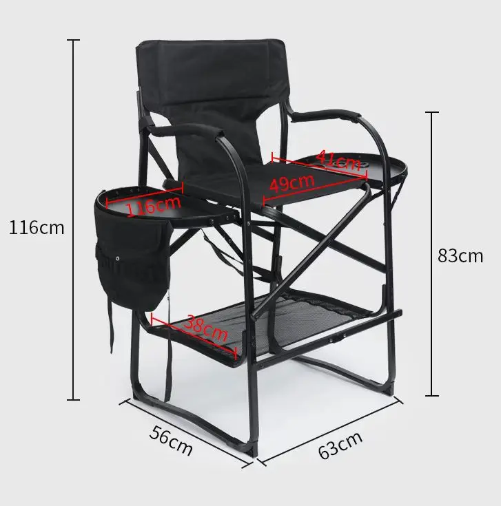 Heavy Duty Camping Chair with Side Table, Portable Folding Directors Chair for Backyard Beach Picnic Lawn XY-697