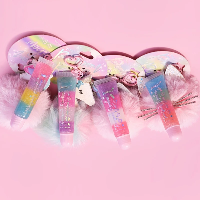 Принцесса макияж Uni Кукуруза Мягкий шар 4 цвета животных помпон сладкий блестящий брелок блеск для губ