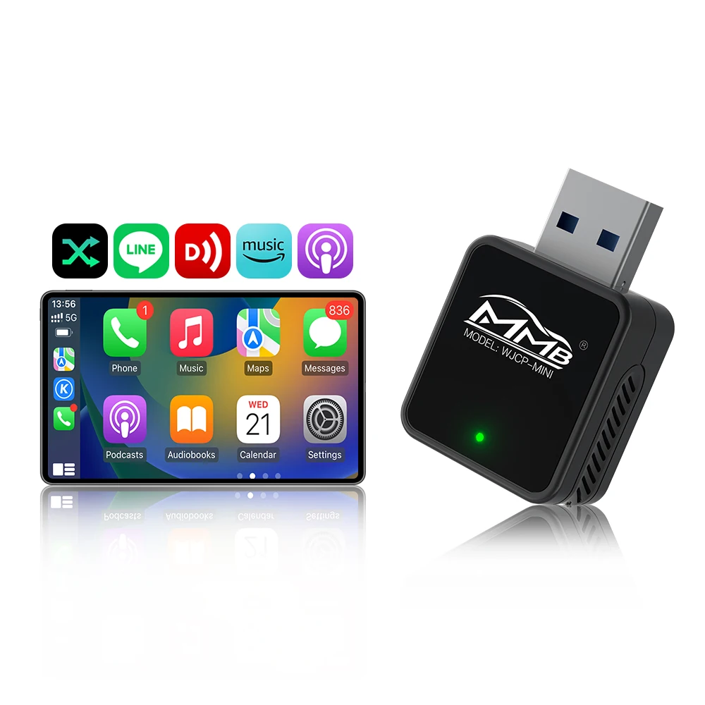 2024Hot product Wired to Wireless WiFi Bluetooth Connection Android Adapter 2-in-1 Wireless Carplay adapter for iPhone