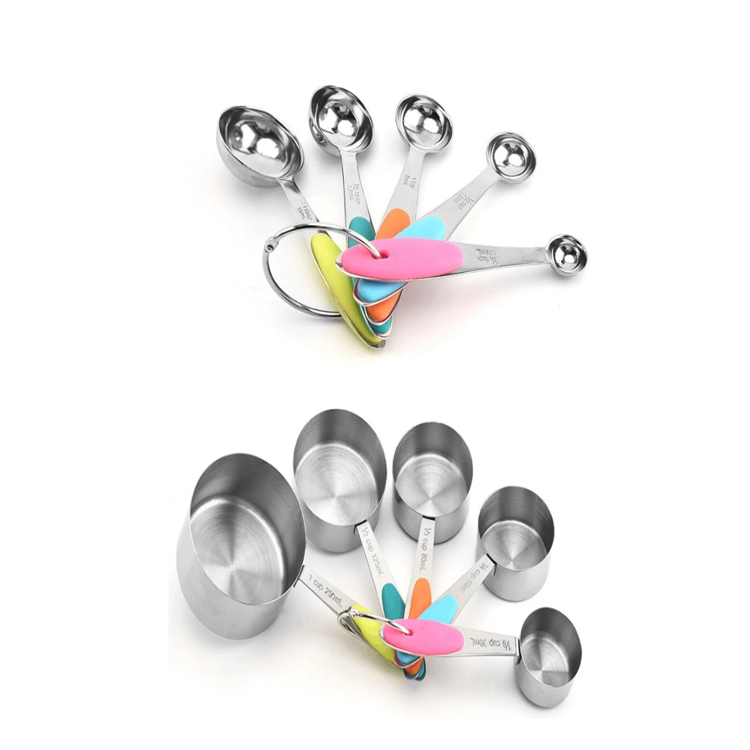 Cake Baking Silicone Stainless Steel Measuring Cup And Spoons