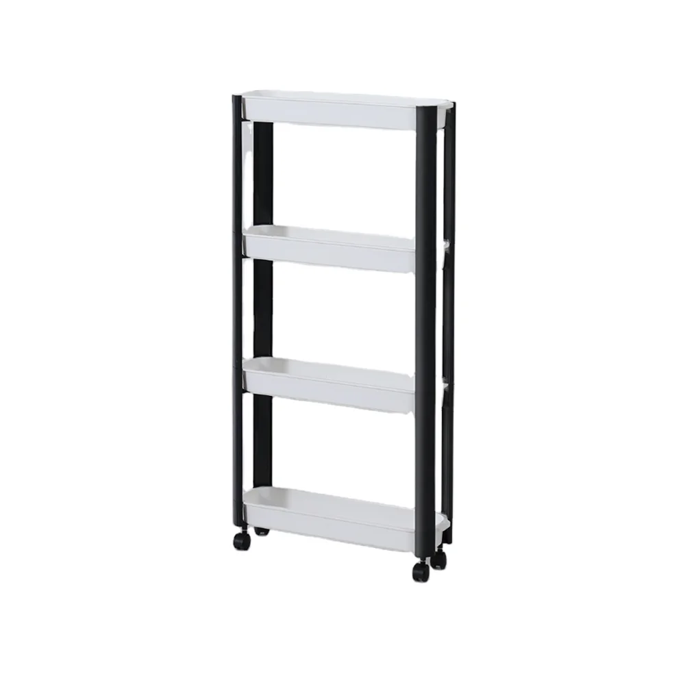 Wholesale moden 3tire bathroom stand corner storage rack plastic shelf with wheels