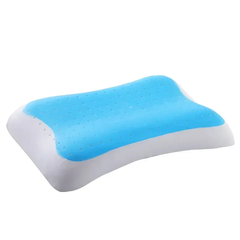 Hot Sale Luxury Best Orthopedic Cool Gel Memory Foam Pillow 200TC Thread Count Solid Pattern Neck Cervical for Summer