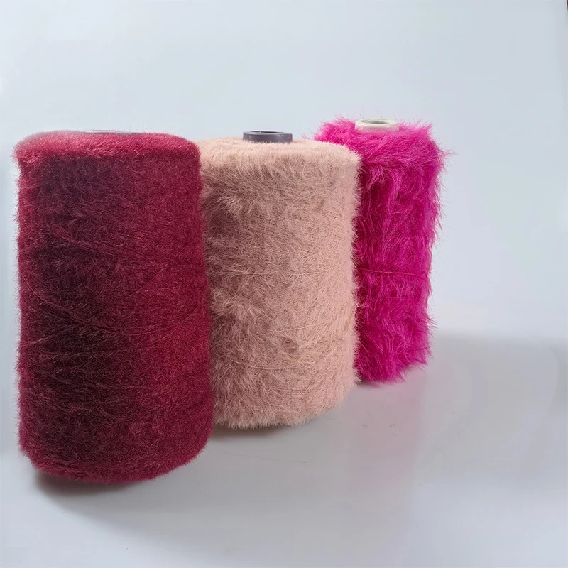 100% Nylon Feather Yarn Crocheted Yarn Blend Mink Wool Hand Knitting Down Long Hair Mink Yarn for Sweater